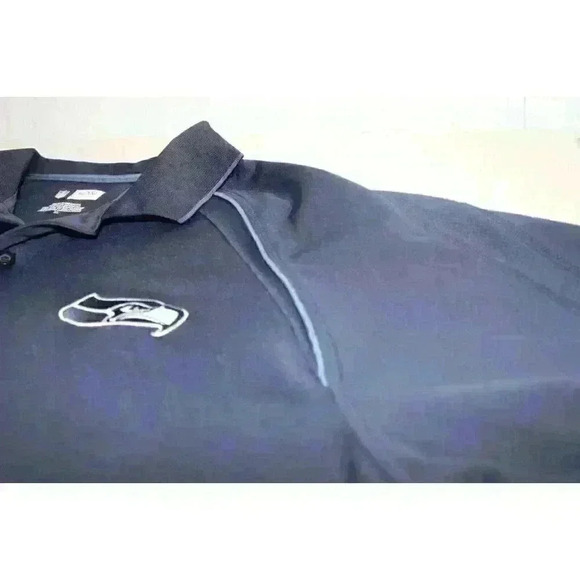 Seattle Seahawks NFL Licensed Team Apparel Logo Football Polo Shirt Blue Mens XL - Picture 10 of 16